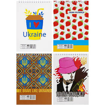 Блокнот Патріотичний у клітину А5 на 40 л з верхньою спіраллю В-Л5-40 в упаковці 5 шт