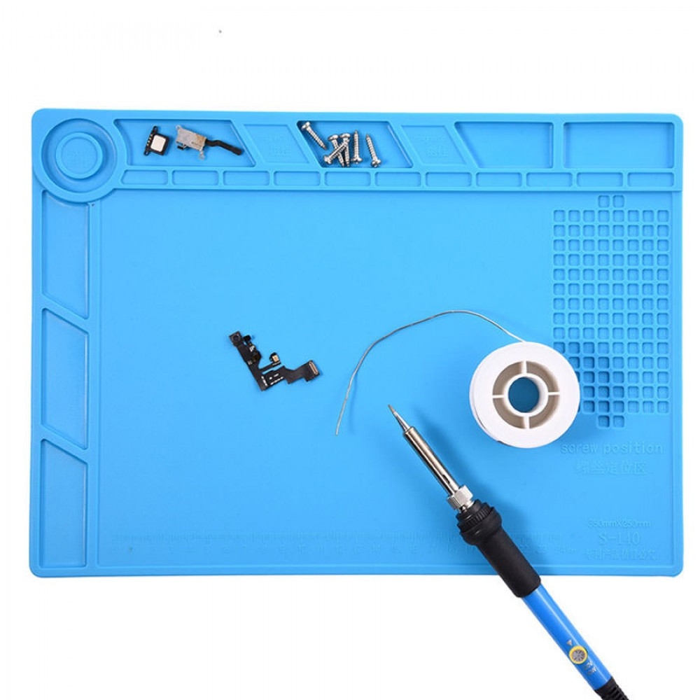 Килимок для паяння та ремонту з магнітами силіконовий термостійкий 350*250. Blue, фото 1