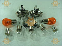Лампы УАЗ 469, 452, 3151, 31512 Хантер (к-кт 9шт 12В) на фары, подфарники, повторители, фонари и фонарь