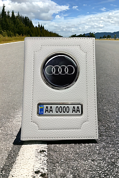 Обкладинка для автодокументів AUDI, біла