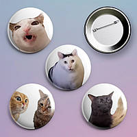 Пины значки мемные котики 4 шт в комплекте