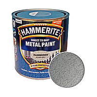 Краска молотковая 3 в 1 по металлу Hammerite Metal Paint Hammered защитная, серебристо-серая, 2.5 л