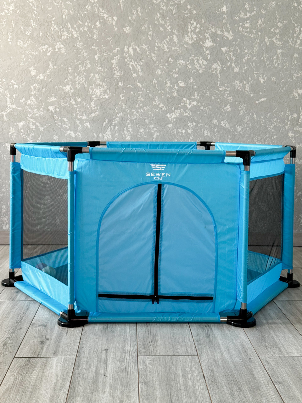 Манеж дитячий блакитний сухий басейн + кульки, фото 1