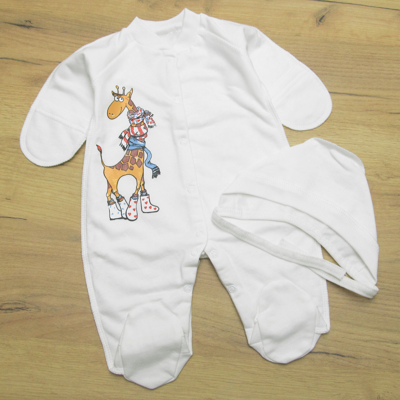 50 0-1 міс для недоношених маловагових дітей теплий чоловічок і шапка на флісі з начісом у пологовий будинок 8103 БЖВ Білий із