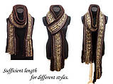 Довгий чоловічий масивний шарф із пензликами, Коричневий шарф ручної роботи від PRIGRIZ, фото 6