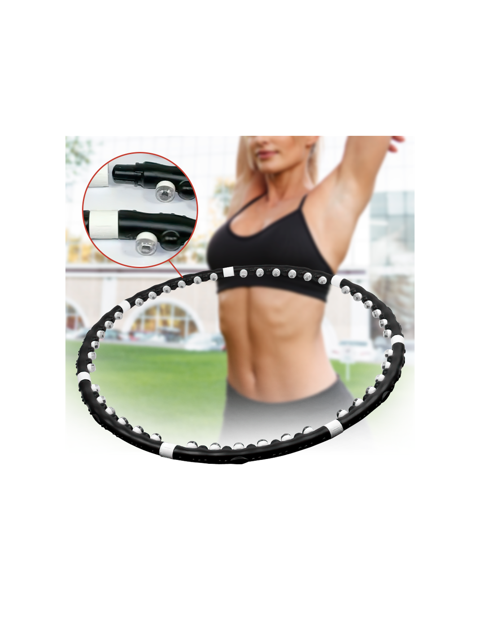 Спортивний масажний магнітний обруч Hula Hoop Professional HA-405 обтяжений | Хулахуп, фото 1