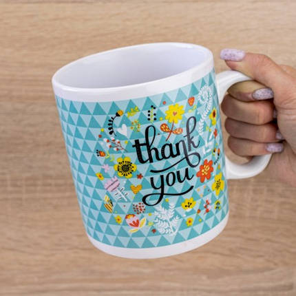 Подарункова чашка гігант із кераміки зелена 1000мл Thank you, фото 1