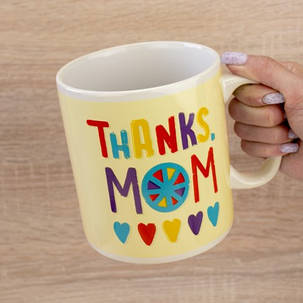Керамічна велика чашка для мами 1000мл Thanks mom, фото 1