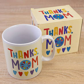 Керамічна велика чашка для мами 1000мл Thanks mom, фото 3