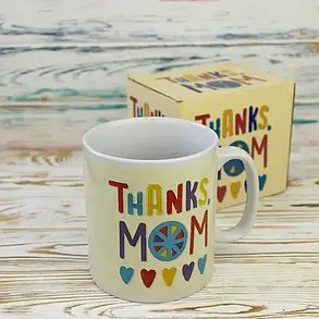 Керамічна велика чашка для мами 1000мл Thanks mom, фото 4