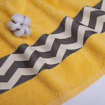Рушник махровий 70х140 см IZZI, жовтий, натуральний бавовняний, банний, для тіла, фото 3