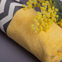 Рушник махровий 70х140 см IZZI, жовтий, натуральний бавовняний, банний, для тіла, фото 4