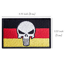 Набір шевронів 2 шт з липучкою прапор Німеччини та Череп Карателя Punisher 5х8 см, вишитий патч нашивка Німеччина, фото 5