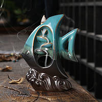 Подставка "Жидкий дым" керамика "Рыбка" Зелёная
