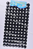 Антиковзаючий масажний "Медальки" килимок для ванної на присосках (чорний), розмір 70х37 см.