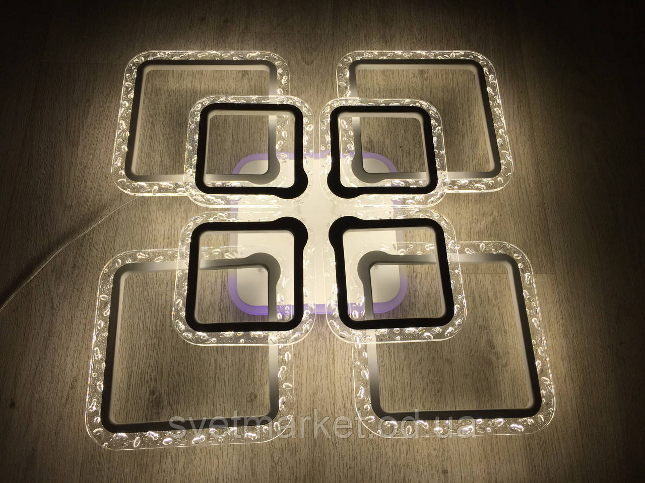 Стельова світлодіодна люстра з димером QX2519/4+4WH LED 3color dimmer, фото 1