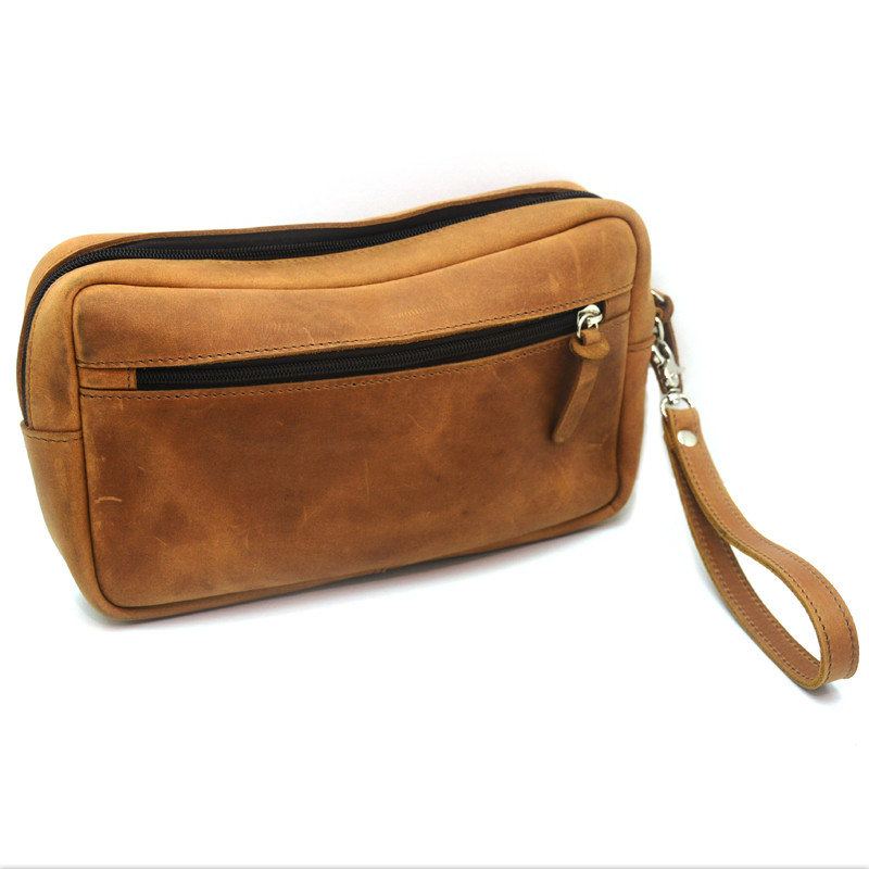 Барсетка чоловіча шкіряна Крейзі руда 10509, фото 1