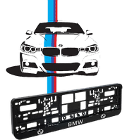 Рамка под номер книжка "BMW" рельефная хром улучшенная Пара