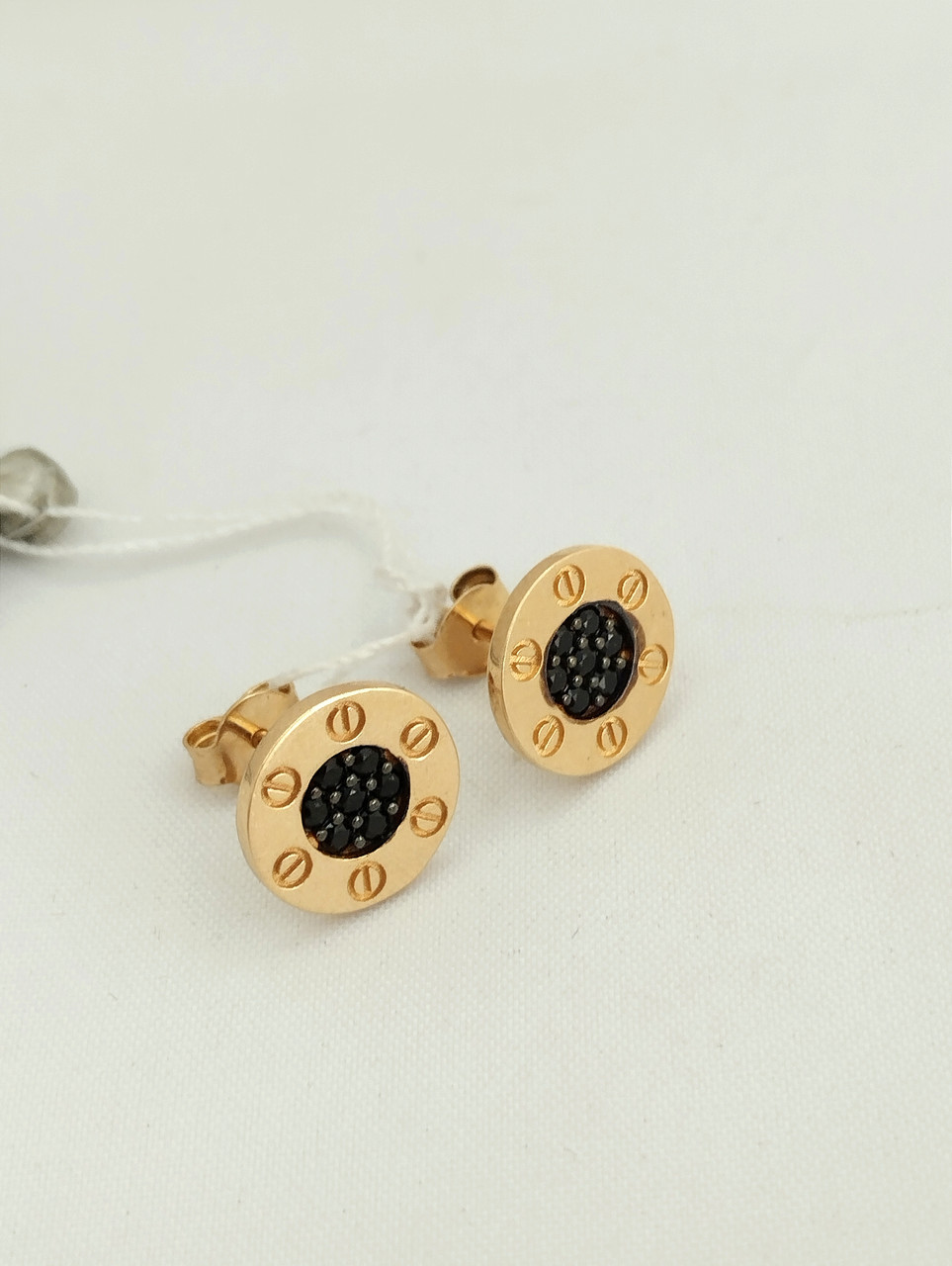 Сережки з чорним цирконієм, серьги пусеты с черными камнями