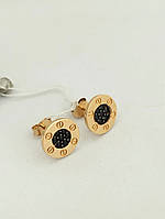 Сережки з чорним цирконієм, серьги пусеты с черными камнями