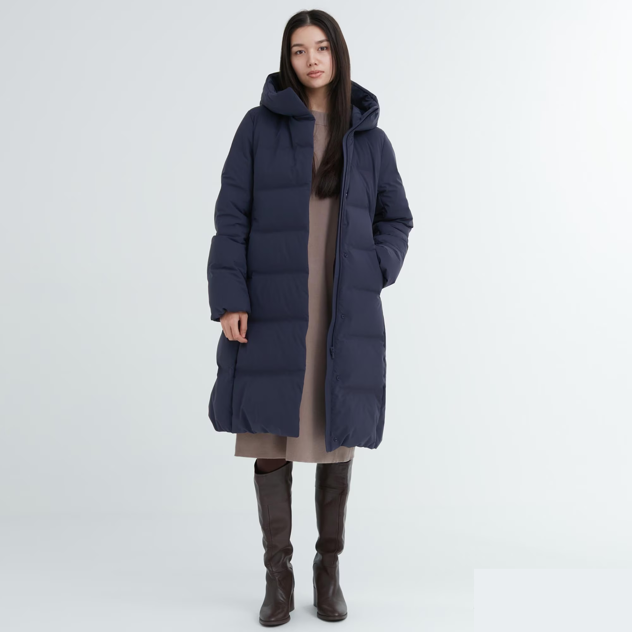 Пуховик Uniqlo SEAMLESS DOWN LONG COAT розмір L синій (429468)