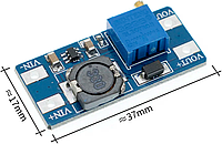 Стабилизаторпреобразователь напряжения повышающий регулируемый MT3608 DC-DC 2-24V - 5-28V 2А