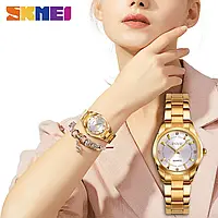 Женские наручные часы Skmei 1620GD (Gold) Цвет: Золотой Кварцевые, водонепроницаемые, стекло минеральное.