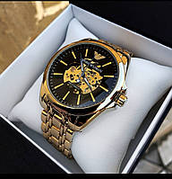 Чоловічі золоті механічні наручні годинники Emporio Armani / Армані