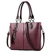 Практичная женская фиолетовая сумка с брелком, женская сумочка на плечо