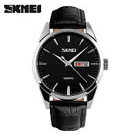 Skmei 9073SIBK-B Silver-Black men, часы, черные, стильные, прочные, мужские, на каждый день, механические