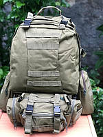 Тактический рюкзак + 3 органайзера, итого 60 л олива, оксфорд 800D, 52 х 47 х 33 см, объем 50 л