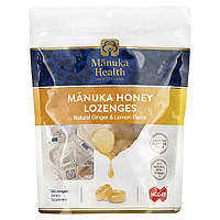 Пастилки Manuka Health, Manuka Honey Lozenges, Natural Ginger & Lemon, 58 Lozenges Доставка від 14 днів -