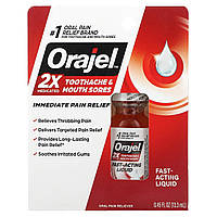 Для ухода за полостью рта Orajel, 2 X Medicated, Toothache & Mouth Sores, Fast Acting Liquid, 0.45 fl oz (13.3