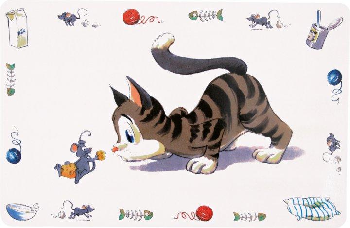 Килимок Trixie під миски для собак і кішок пластиковый Comic Cat 44 x 28 см (24544)