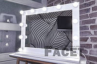 Настільне гримерне дзеркало з підсвіткою для перукаря, візажиста, косметолога Моши на підставці з лампочками 78х62см