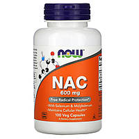 Антиоксидант NOW Foods, NAC, N-ацетилцистеин, 600 мг, 100 вегетарианских капсул Доставка від 14 днів -