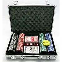 Набор для игры в покер в алюминиевом кейсе 200 фишек, две колоды карт Darshan
