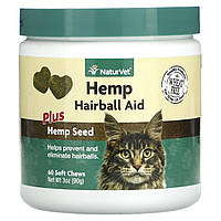 Средство для ухода за шерстью питомцев NaturVet, Hemp Hairball Aid Plus Hemp Seed, For Cats, 60 Soft Chews, 3