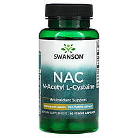 Антиоксидант Swanson, NAC, N-Acetyl L-Cysteine, 600 мг, 60 вегетарианских капсул Доставка від 14 днів -
