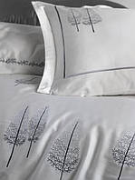 Pamira Сатиновое постельное белье с вышивкой. Евро размер. Dantela Турция. Белое.