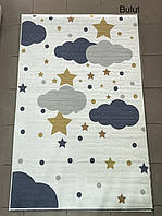 Bulut 100х160см. Ковер безворсовый в детскую Велюровый со звездами и облаками.