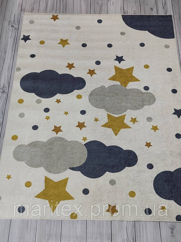 Bulut 140х190см. Велюровий килим в дитячу кімнату. Хмарки та зірки. Туреччина.