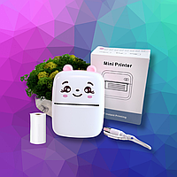 Портативний кишеньковий дитячий принтер з термодруком Mini printer Pink Рожевий