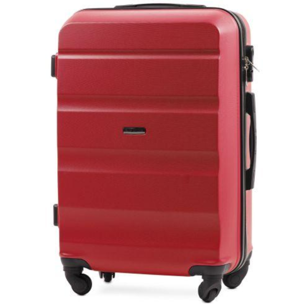 Пластикова валіза чотириколісна червона wings AT01 розмір М середня валіза дорожня на коліщатках