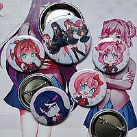 Набір значків 5шт. Літературний клуб Докі Докі! / Doki Doki Literature Club!