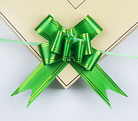 Банты подарочные самозатягивающиеся зелёные 15 см (10 штук)
