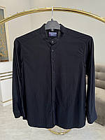 Чоловіча лляна сорочка з довгим рукавом Barcotti 16183 батал 3XL чорна