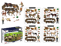 Уникальный развивающий набор Ферма с аксессуарами фигурка фермера и лошадей сено тележка загон и инвентарь