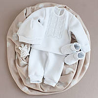 Флісовий костюм набір для немовляти святковий на виписку з роддома хрещення