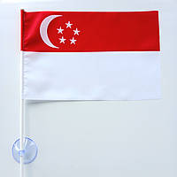 Флажок Сингапура в машину с присоской полиэстер 14х23 см